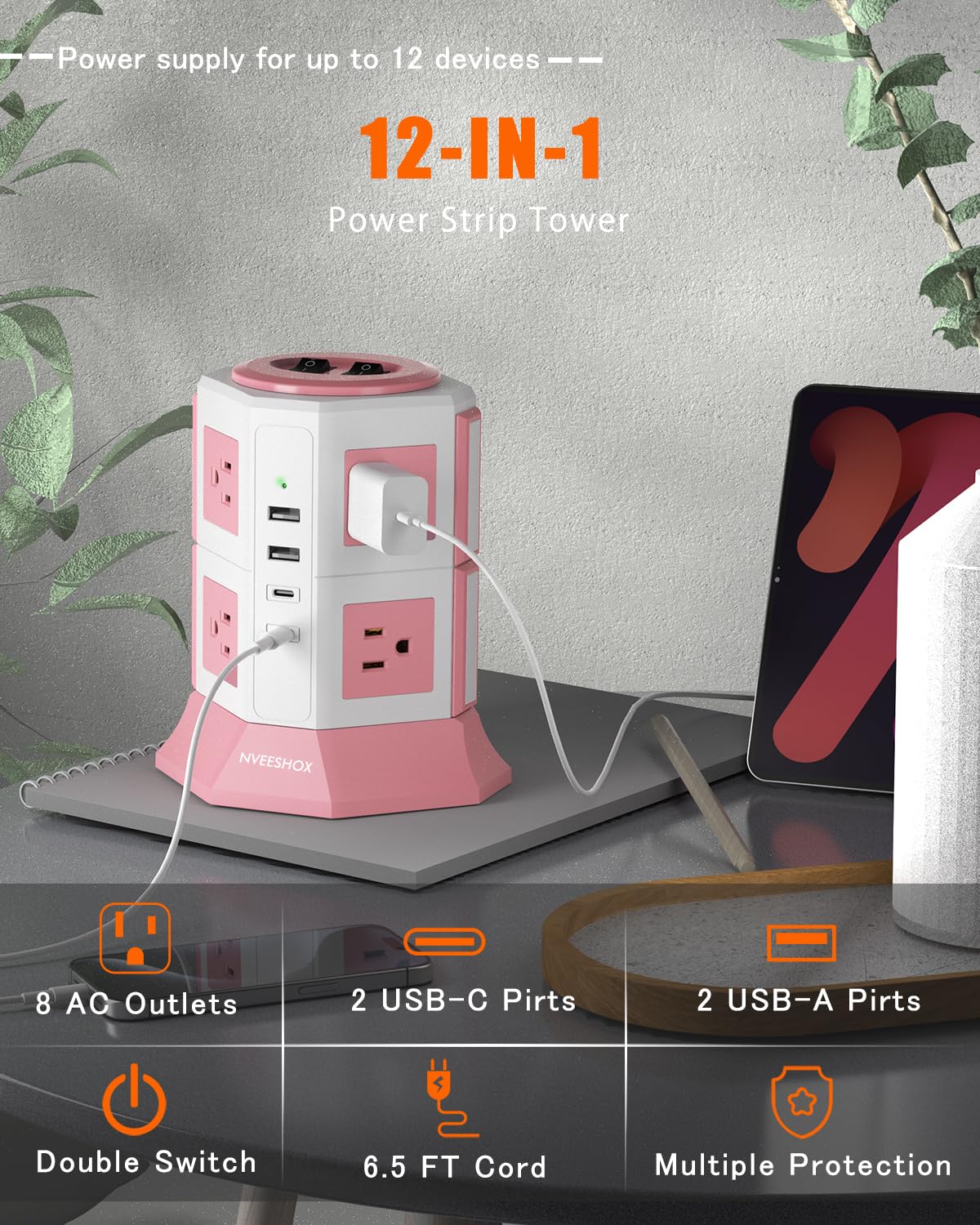 NVEESHOX clavija plana 45° escondida detrás de un sofá para ahorro de espacio