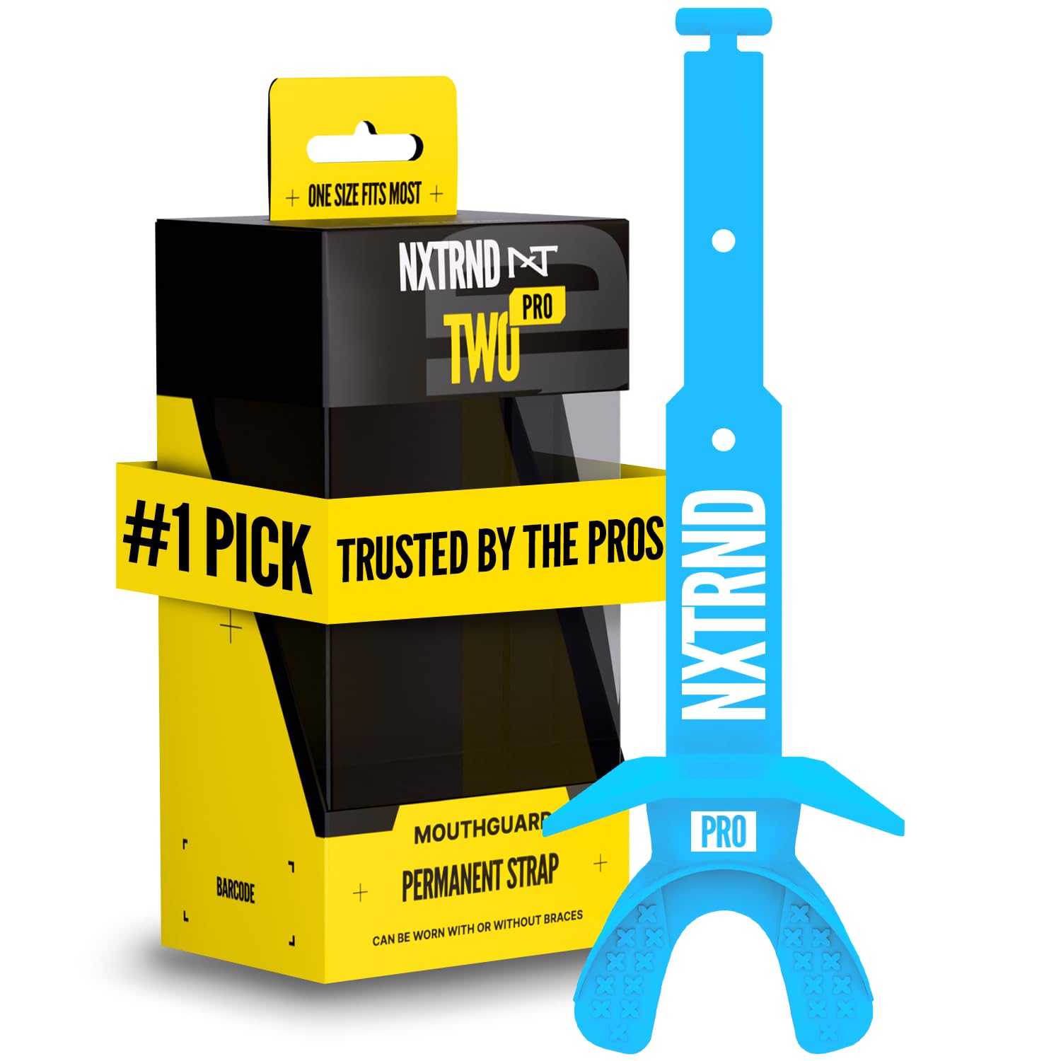NXT NXTRND protector bucal frontal neon blue mostrando forma y color