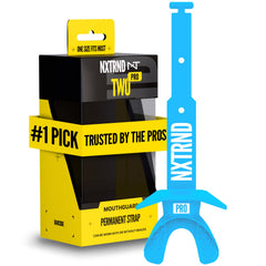 NXT NXTRND protector bucal frontal neon blue mostrando forma y color