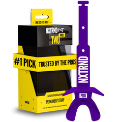 NXT NXTRND protector frontal en empaque mostrando color púrpura y beneficio de sujeción