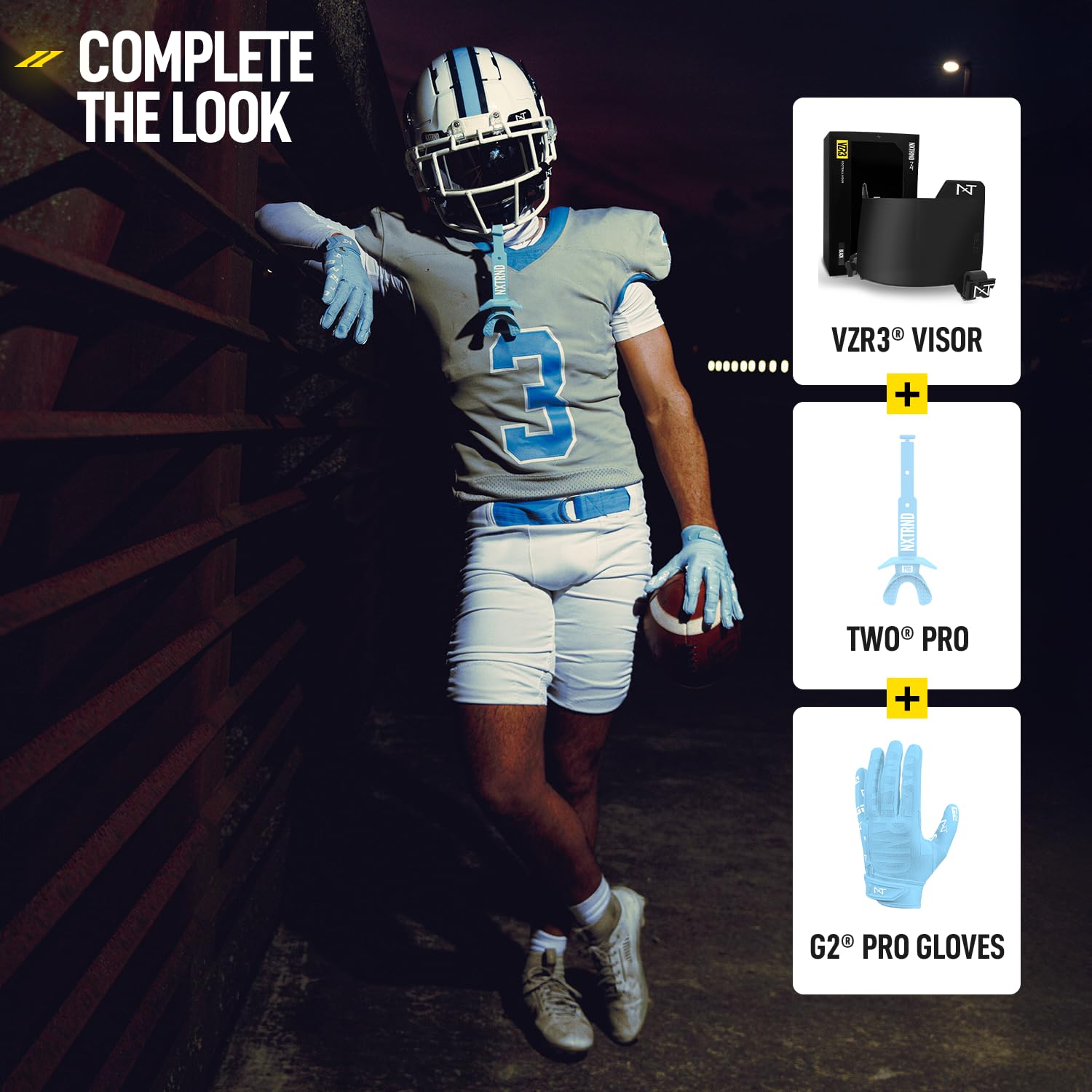 NXT NXTRND protector puesto con casco en acción para mejor protección