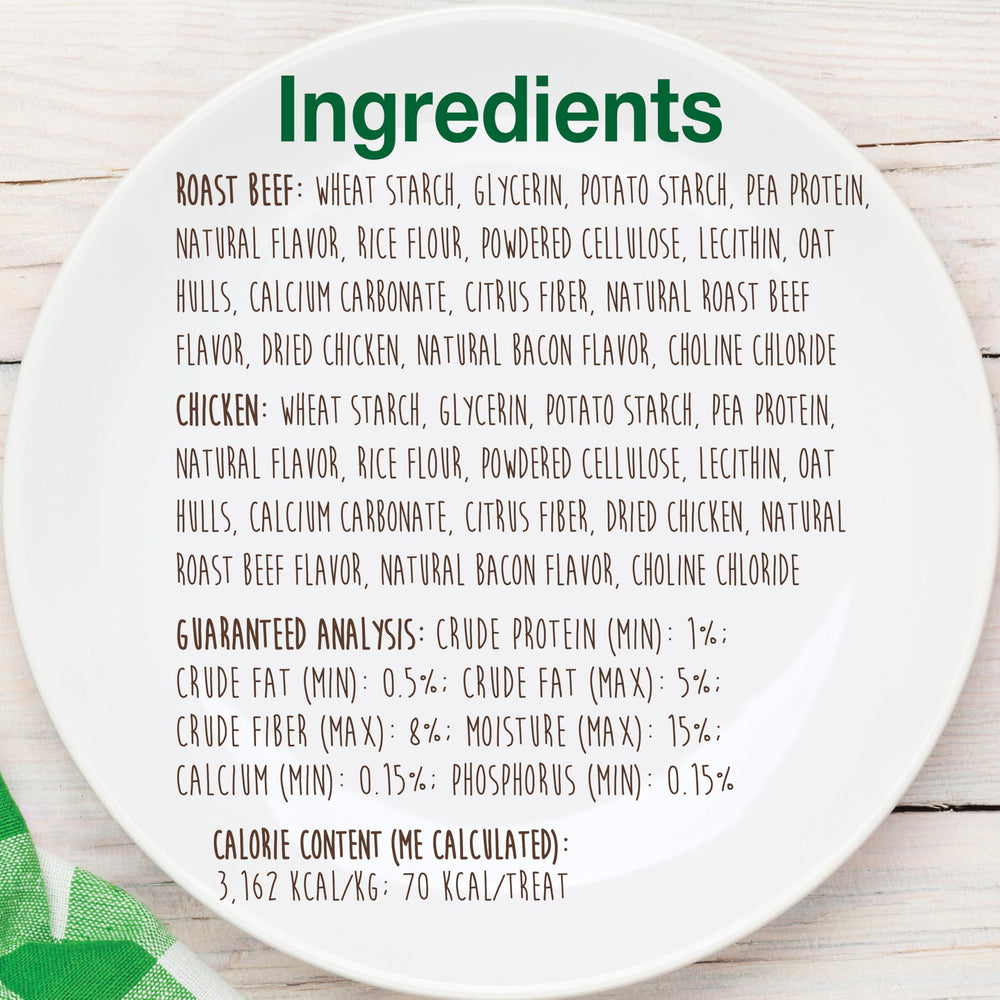 Nylabone ingredientes naturales en mesa, promueve digestión fácil