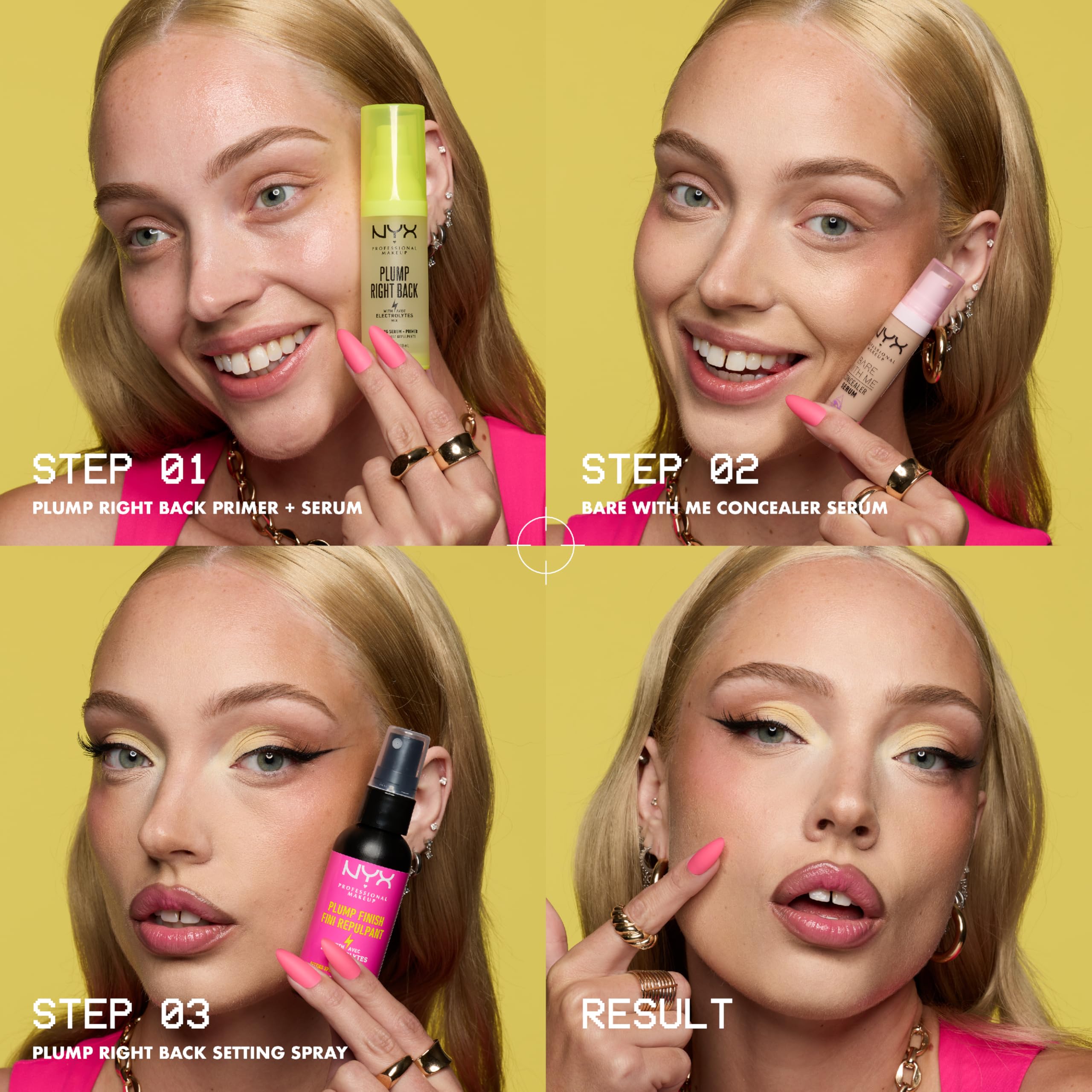 NYX etiqueta de ingredientes resaltando ácido hialurónico y electrolitos