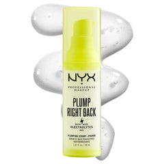 NYX botella frontal mostrando diseño y beneficio de fijación del maquillaje