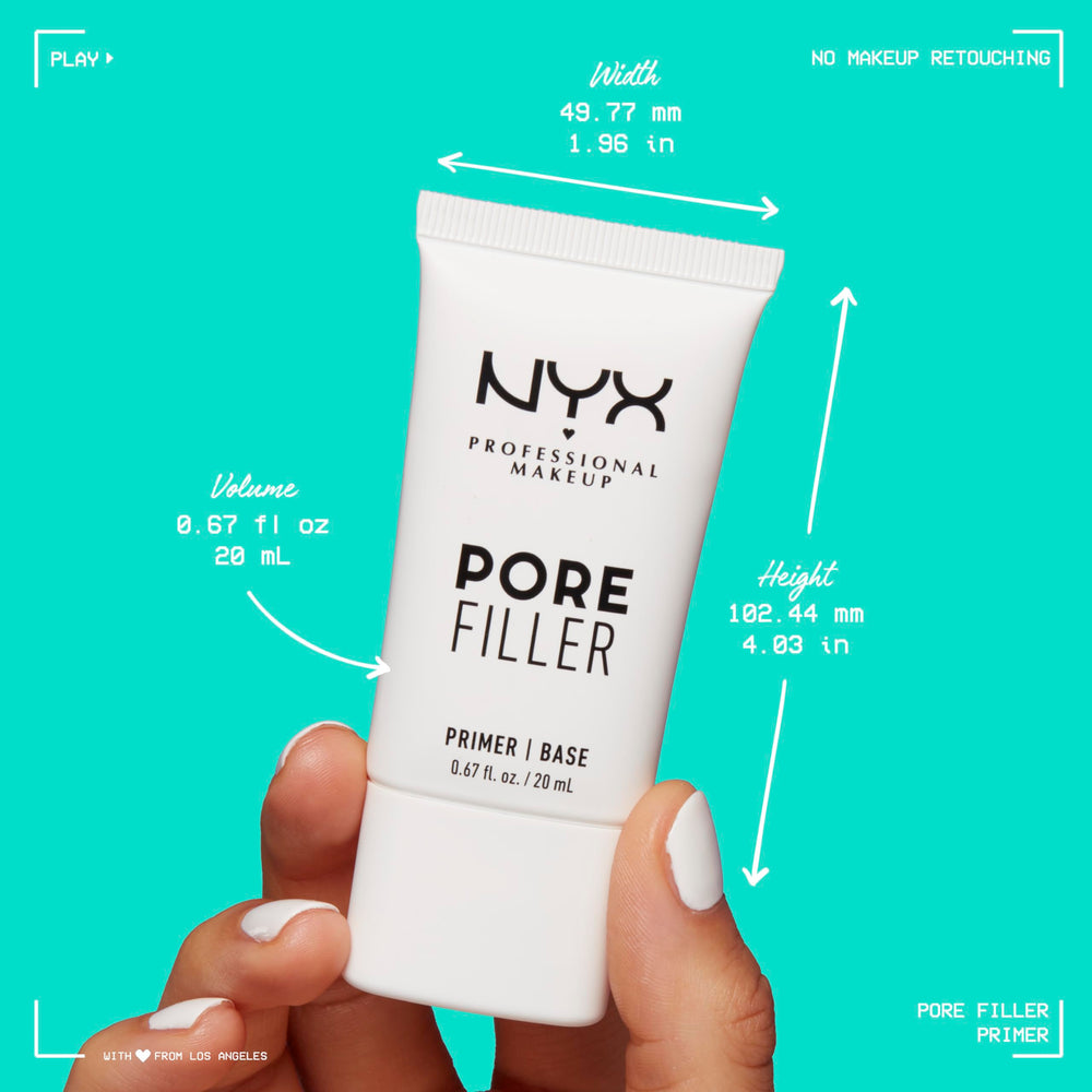 NYX Pore Filler en tocador con herramientas de maquillaje para inspiración