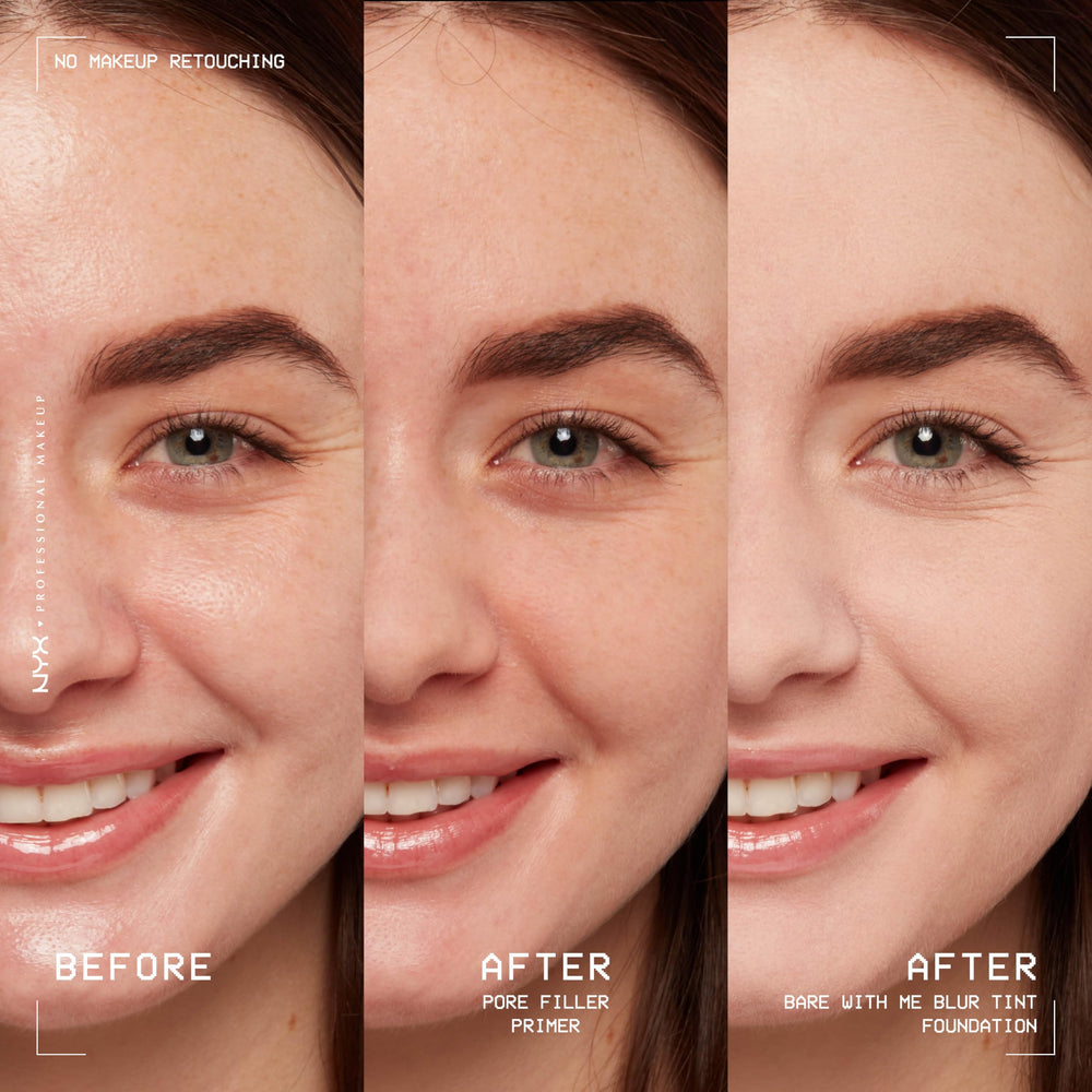 NYX Pore Filler tamaño del tubo junto a una moneda para referencia