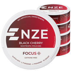 NZE lata frontal Black Cherry mostrando diseño y conveniencia