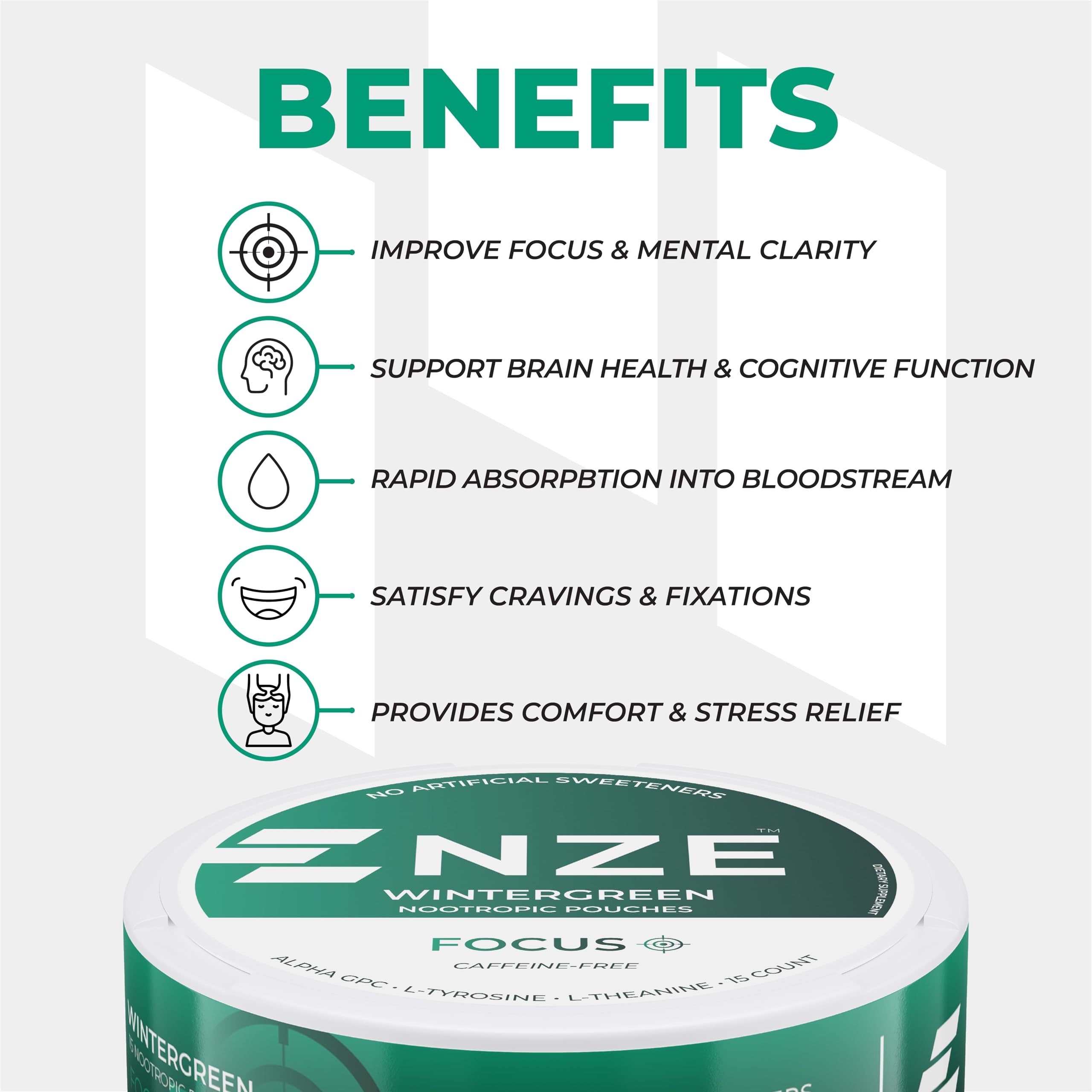 NZE etiqueta con ingredientes listados para transparencia y calidad