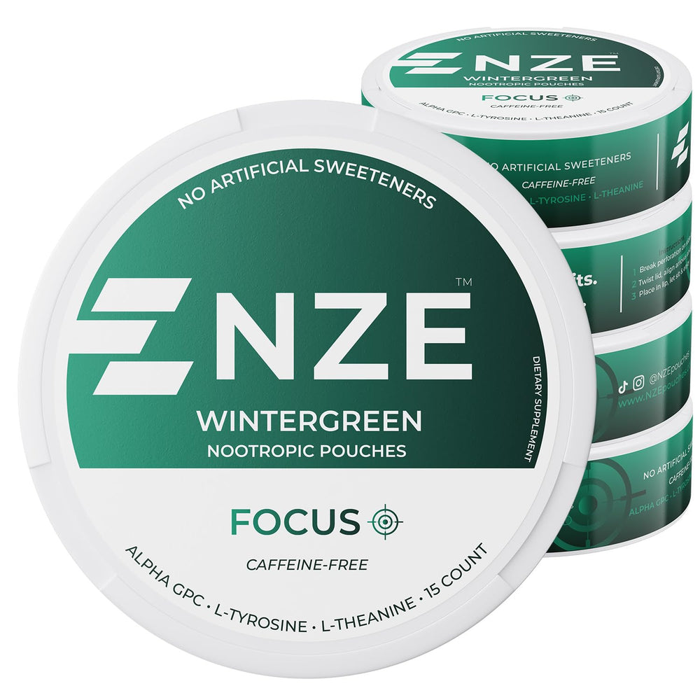 NZE lata frontal wintergreen mostrando diseño y conveniencia