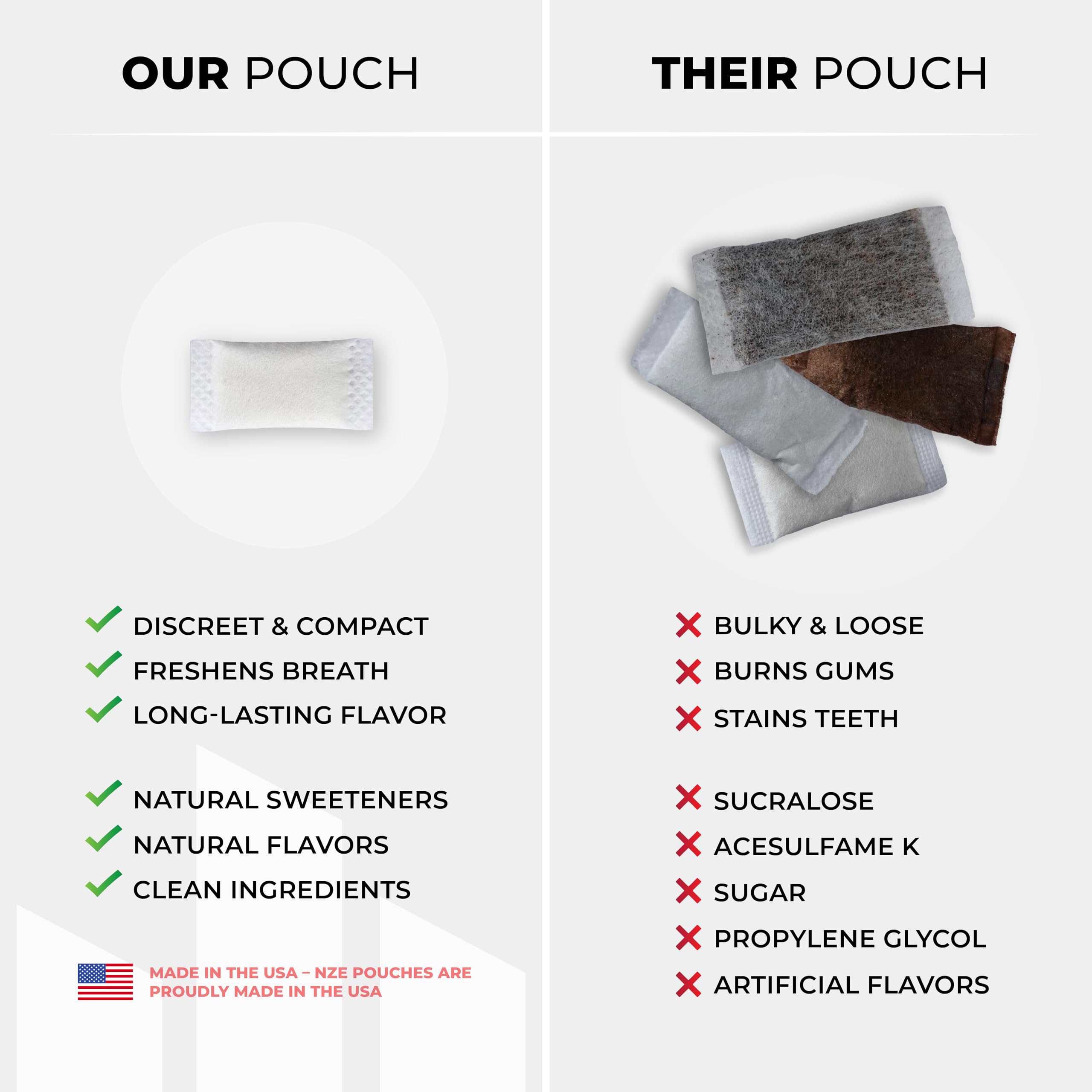 NZE pouch en mano para comparar tamaño y conveniencia portátil