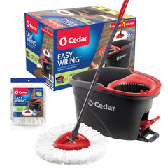 O-Cedar vista frontal del empaque que muestra el sistema completo y su practicidad