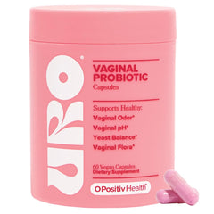 O Positiv URO frasco frontal mostrando la presentación y beneficio de equilibrio vaginal