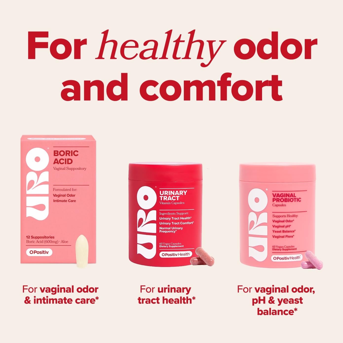O Positiv URO ingredientes Pacran cranberry en primer plano, apoyo estudiado