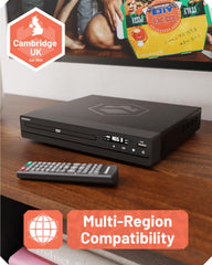 Oakcastle DVD100 vista de puertos HDMI y RCA, conexiones versátiles para cualquier televisor