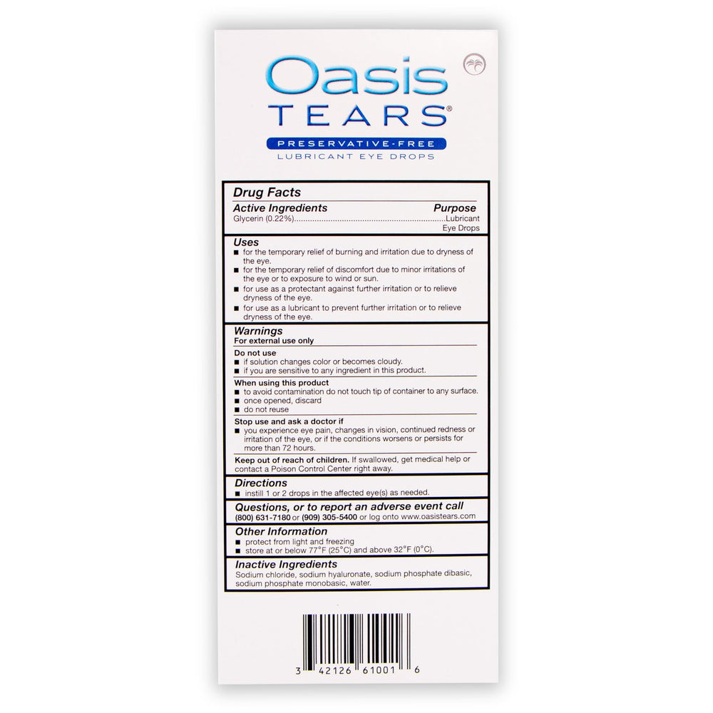 Oasis TEARS en un bolso de viaje para alivio ocular portátil