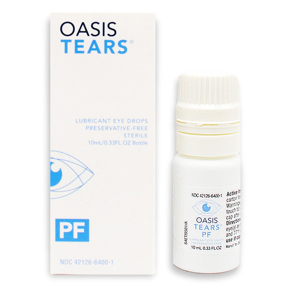 Oasis TEARS frasco frontal 10 mL mostrando etiqueta clara y tamaño