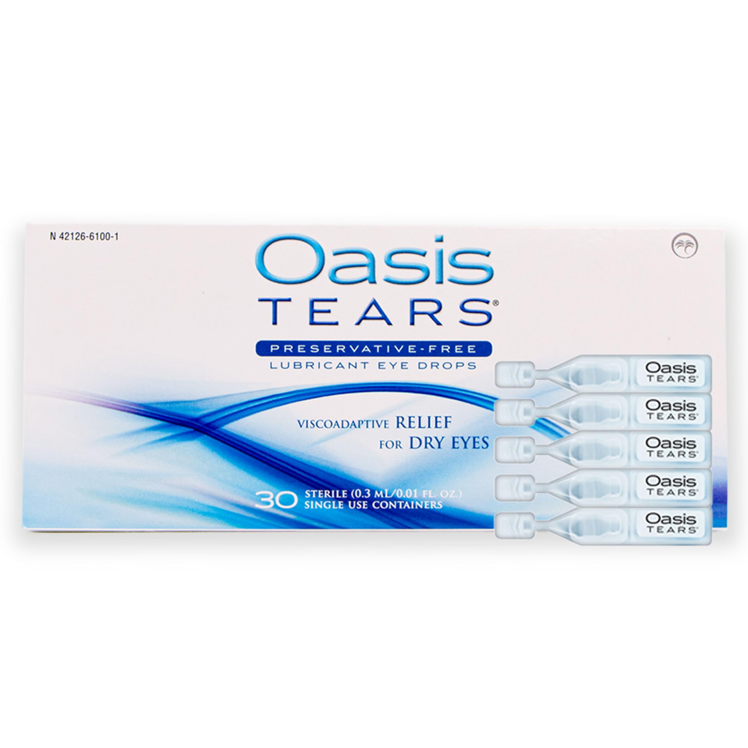 Oasis TEARS vial frontal mostrando el diseño y la dosis práctica