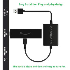 Oassuose cable conectado a Fire TV Stick mostrando instalación limpia