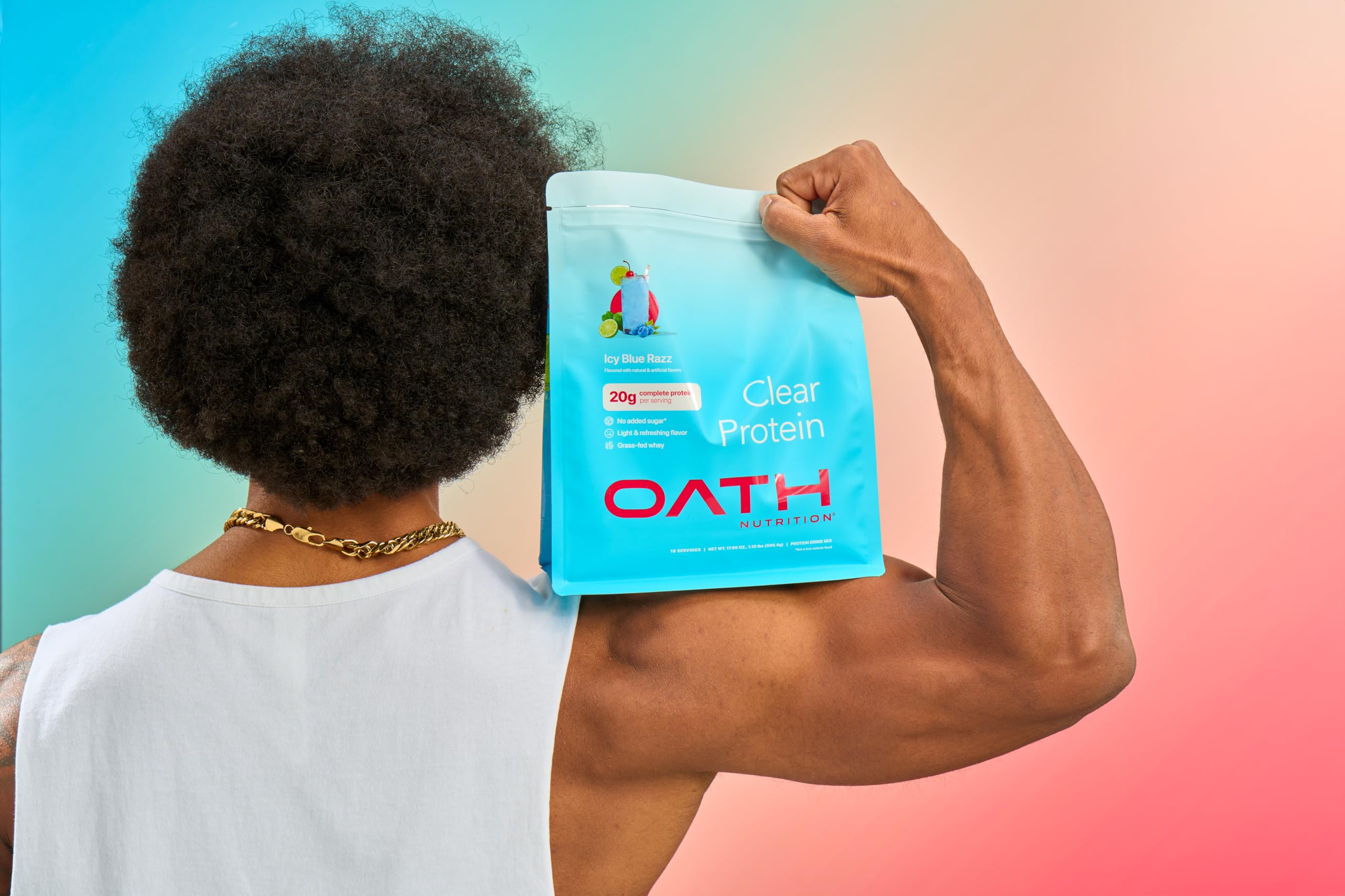 OATH NUTRITION cuchara con una porción para comparar tamaño y dosificación práctica