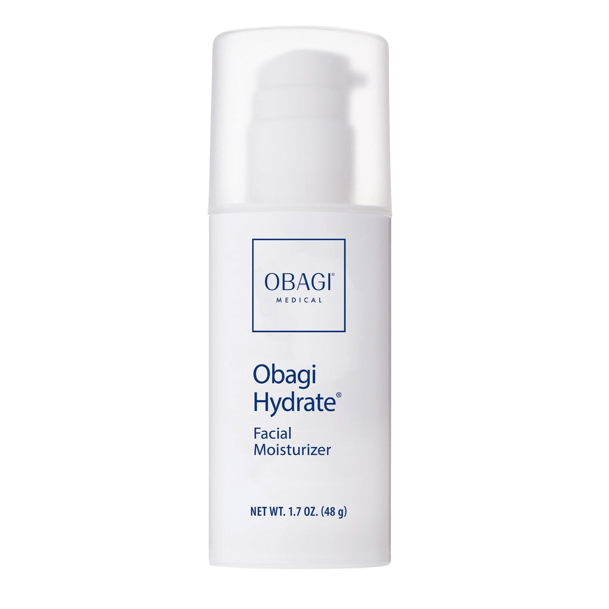 Obagi Hydrate envase frontal mostrando tamaño 1.7 oz y aspecto profesional