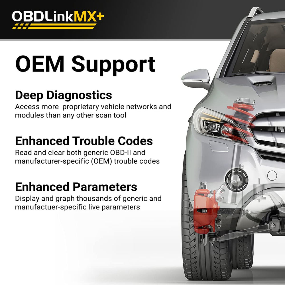 OBDLink MX+ en uso con teléfono mostrando datos en vivo