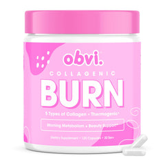Obvi Collagenic Burn frente del envase mostrando diseño y beneficios