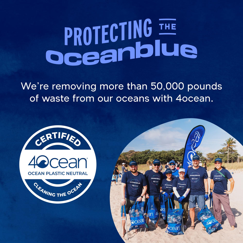 Oceanblue frasco ambientado en cocina, sugiere uso cotidiano y conveniencia