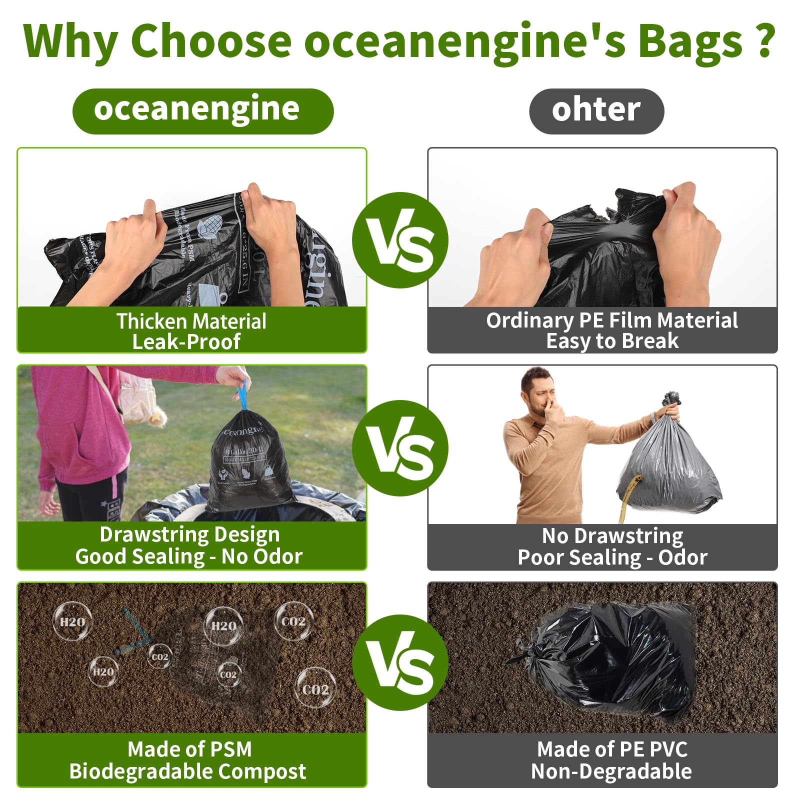 oceanengine bolsa colocada en inodoro portátil evitando derrames y olores