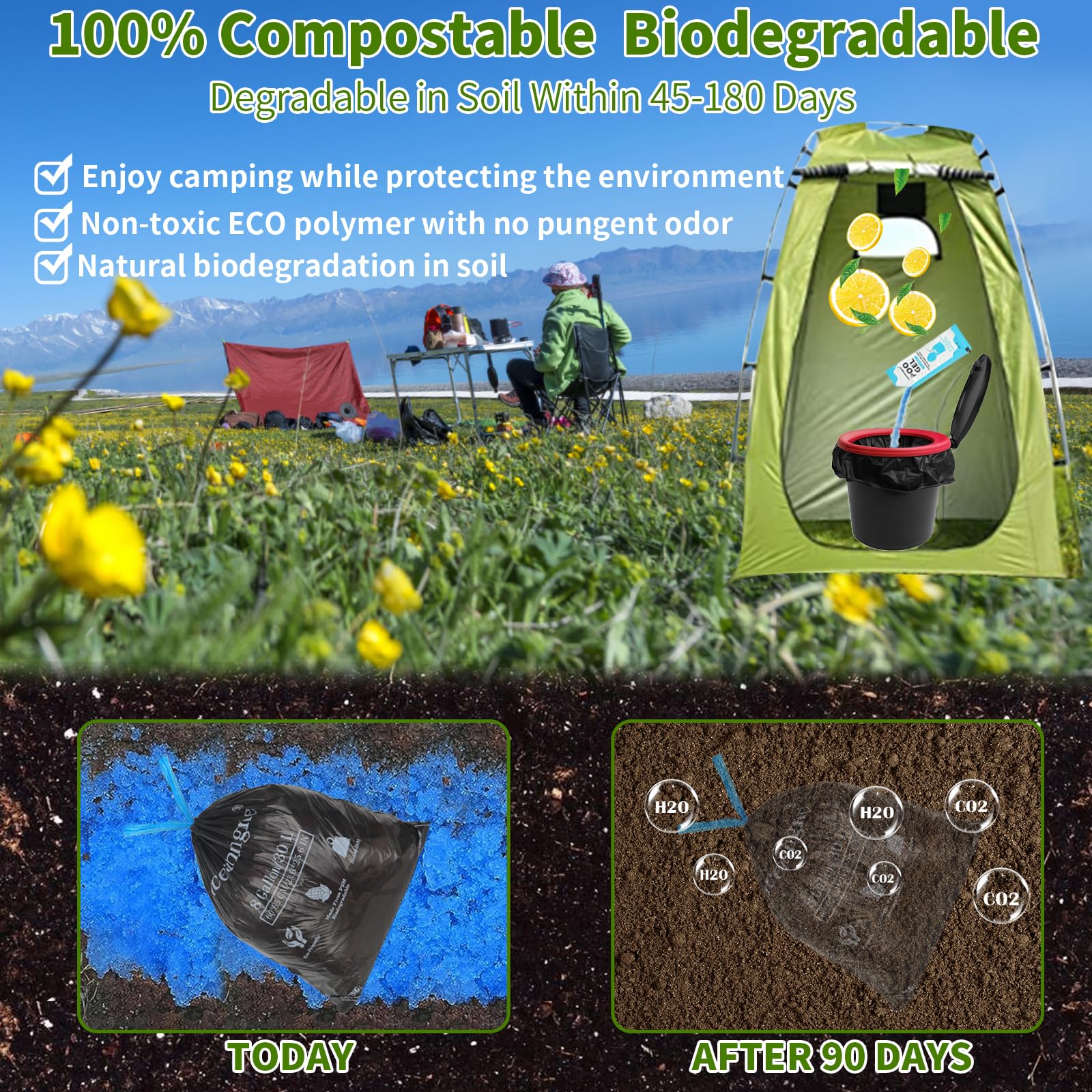 oceanengine bolsa junto a botella para comparar tamaño y capacidad práctica