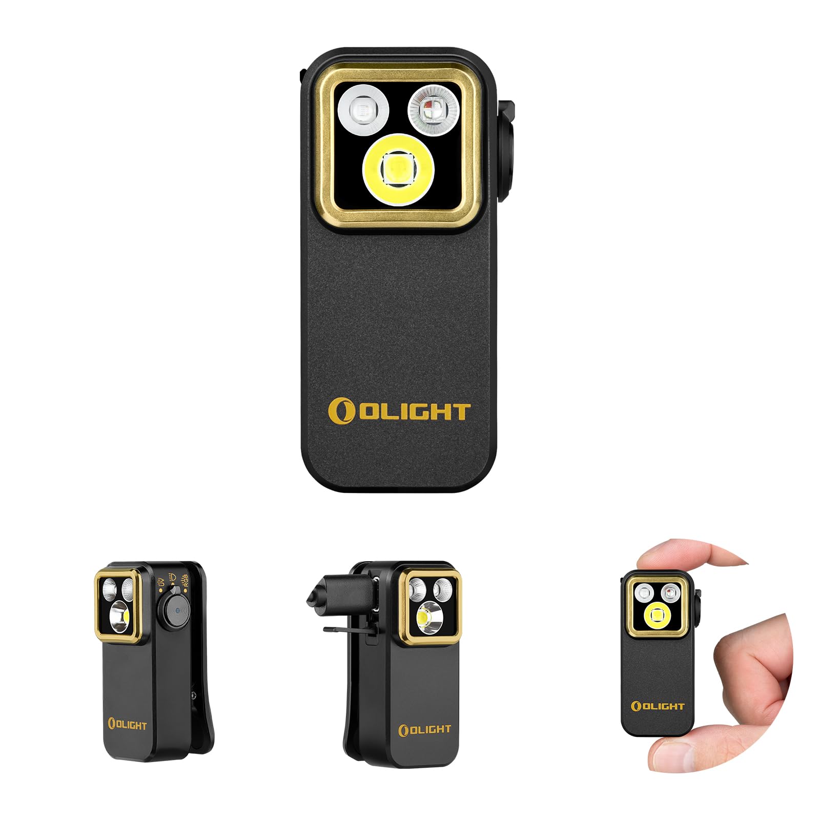 OLIGHT Oclip Pro S vista frontal con luz blanca potente