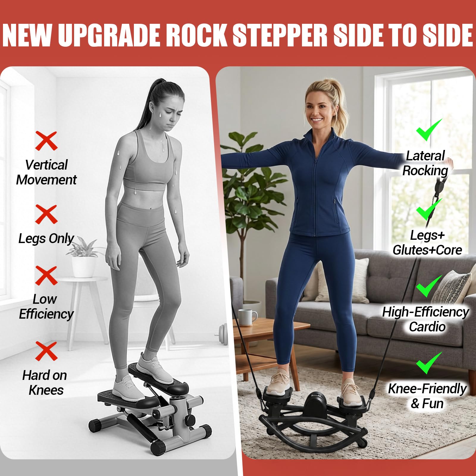 ODCPN stepper guardado bajo sillón, demuestra su tamaño compacto