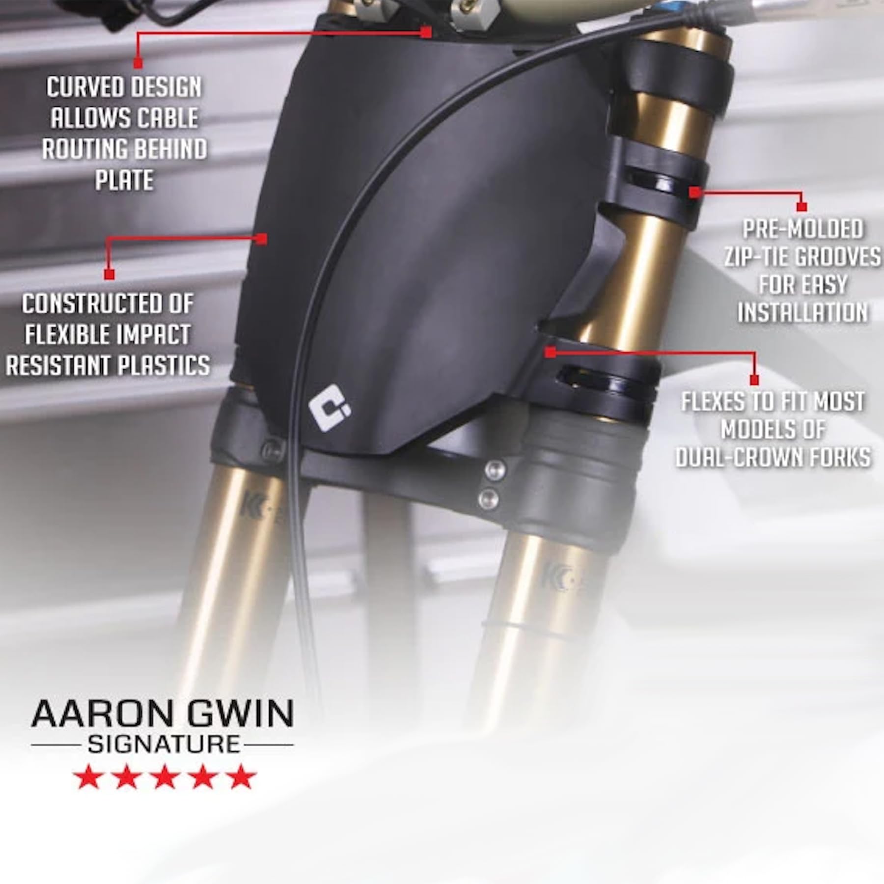 Odi close-up of curved edge detail demonstrating cable tuck benefit and durability