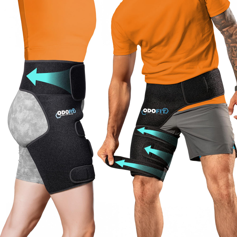 ODOFIT embalaje frontal mostrando la faja y beneficios de soporte