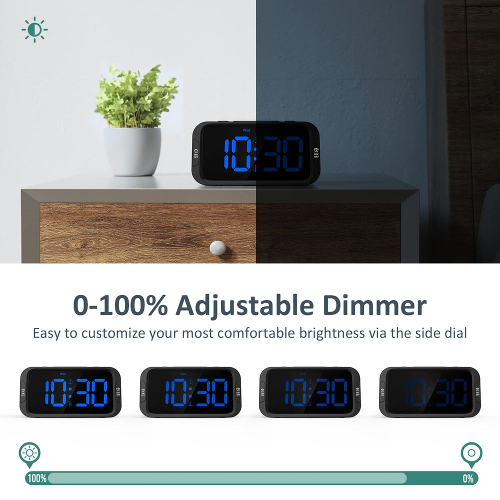 Reloj Odokee sobre mesita en dormitorio moderno integrándose con la decoración