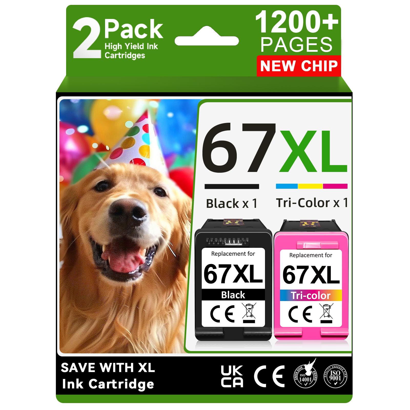 OEGGOINK pack frontal mostrando cartuchos 67XL, ahorro y rendimiento
