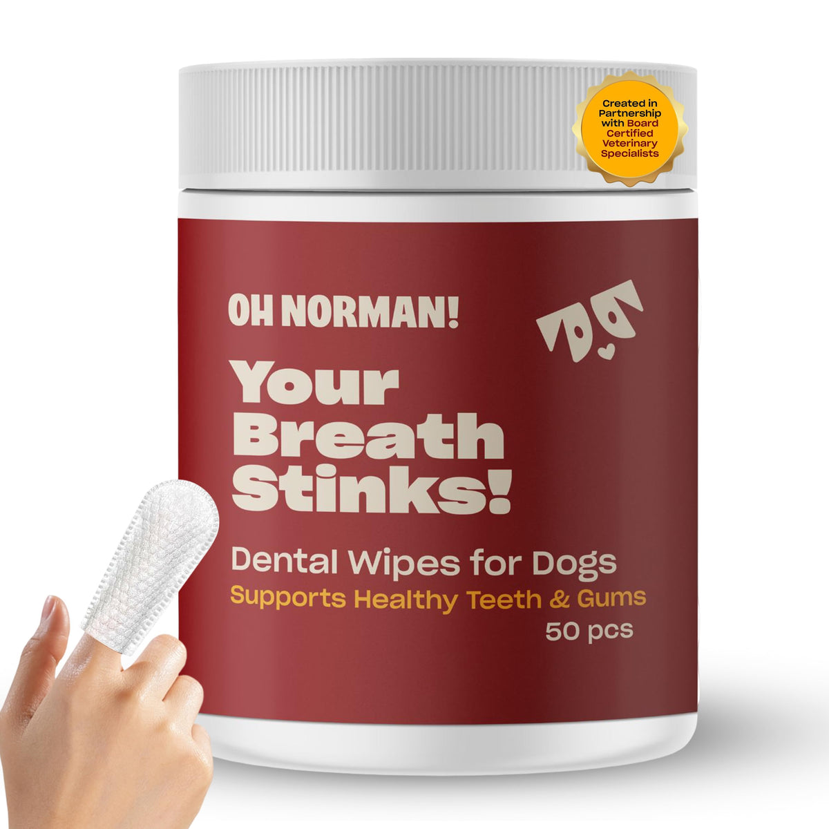 OH NORMAN! envase frontal de toallitas dentales, práctico para llevar