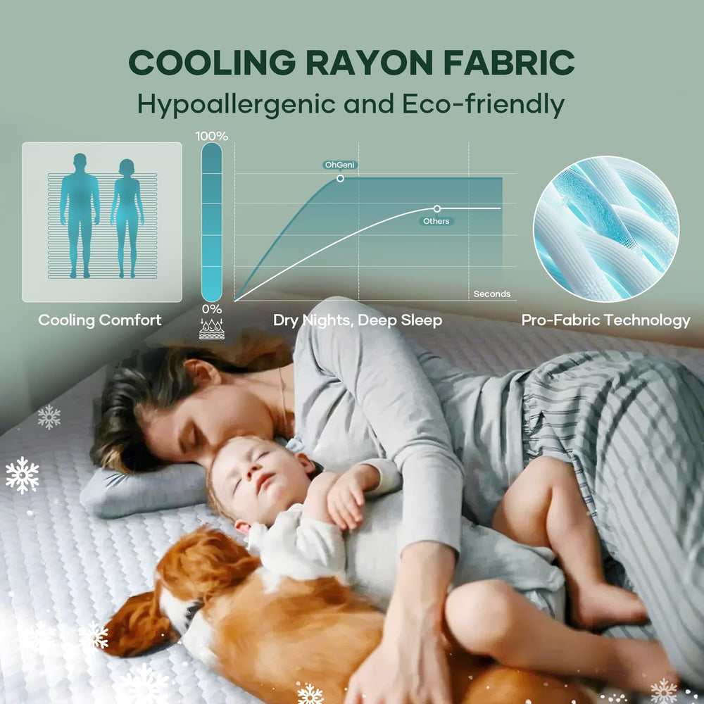 OhGeni protector ajustado en colchón King sin arrugas, protección segura