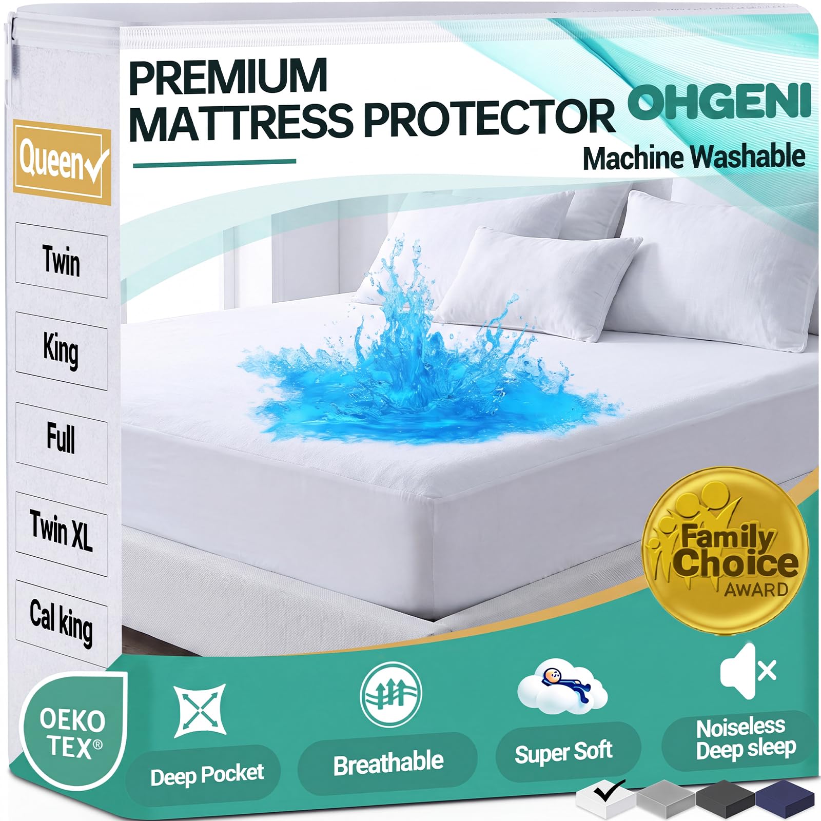 OhGeni vista frontal de la funda Queen ajustada y protectora para mayor durabilidad