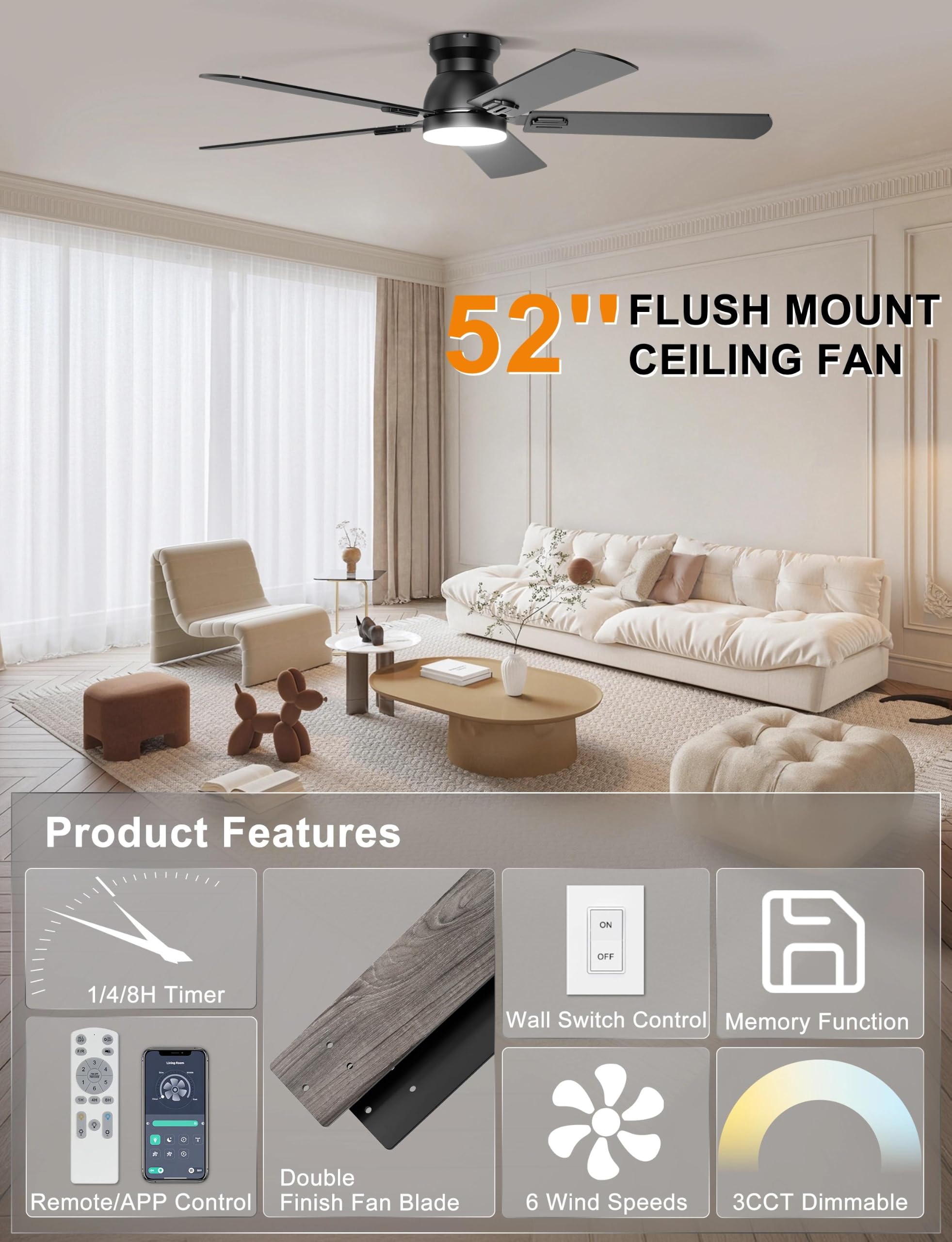 Ohniyou panel LED regulable mostrando temperatura de color variable
