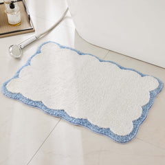 Ohocut alfombra frontal blanca con ribete azul que aporta elegancia y confort