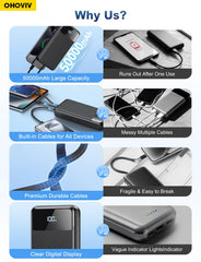 OHOVIV cables integrados visibles, comodidad para viajar
