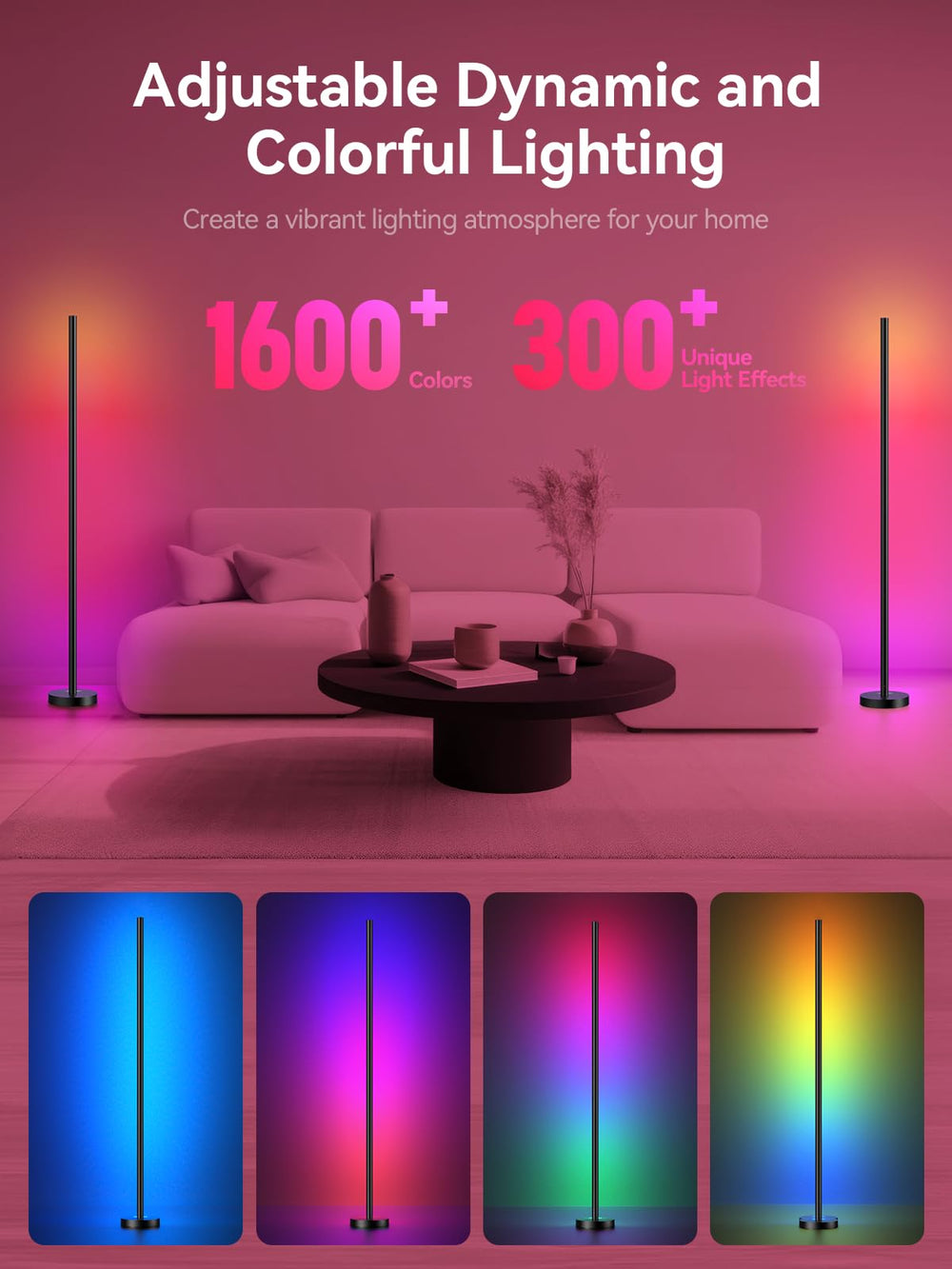 OIYN primer plano de la tira LED mostrando la tecnología RGBICW y colores nítidos