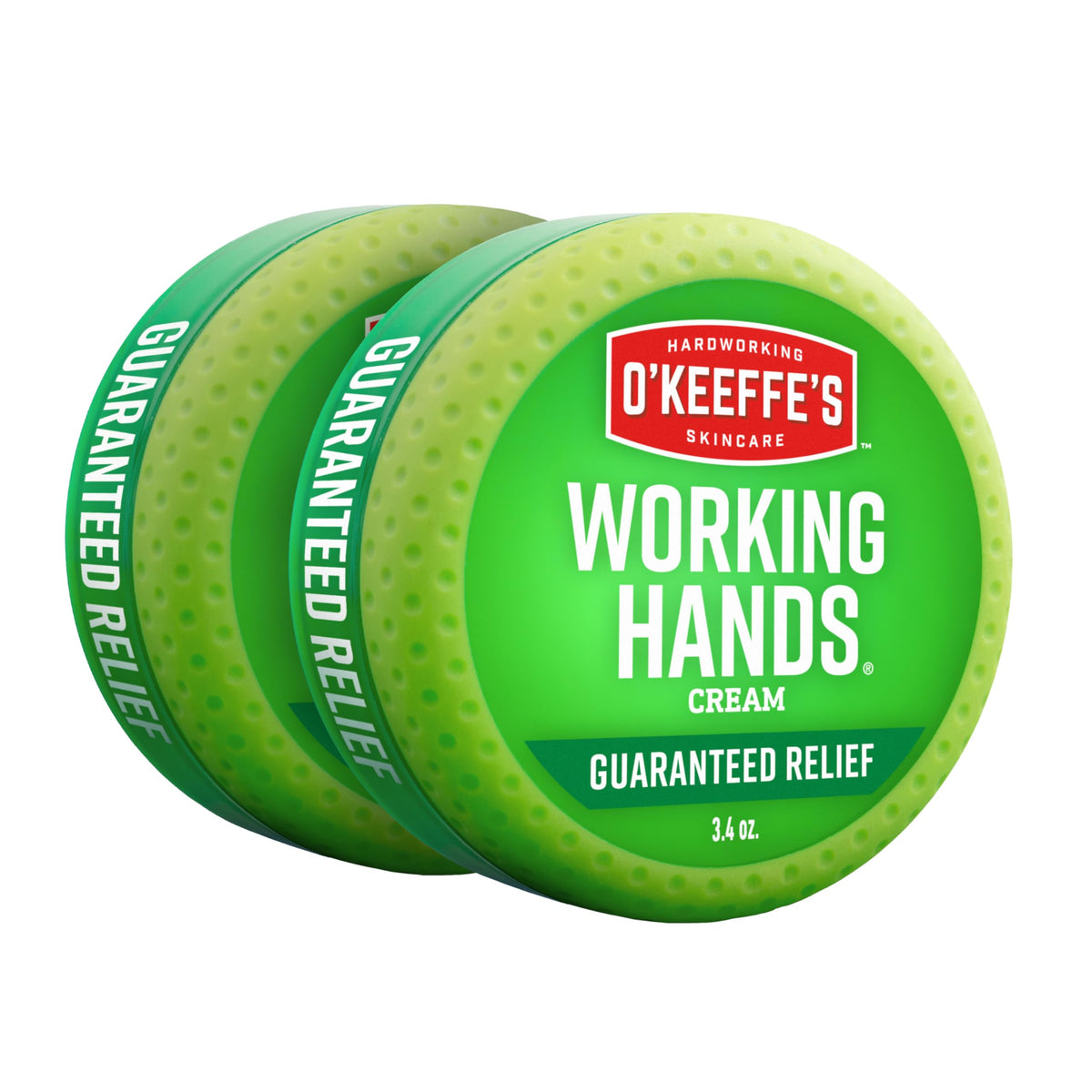 O'Keeffe's crema para manos pack frontal, muestra el formato práctico y protección