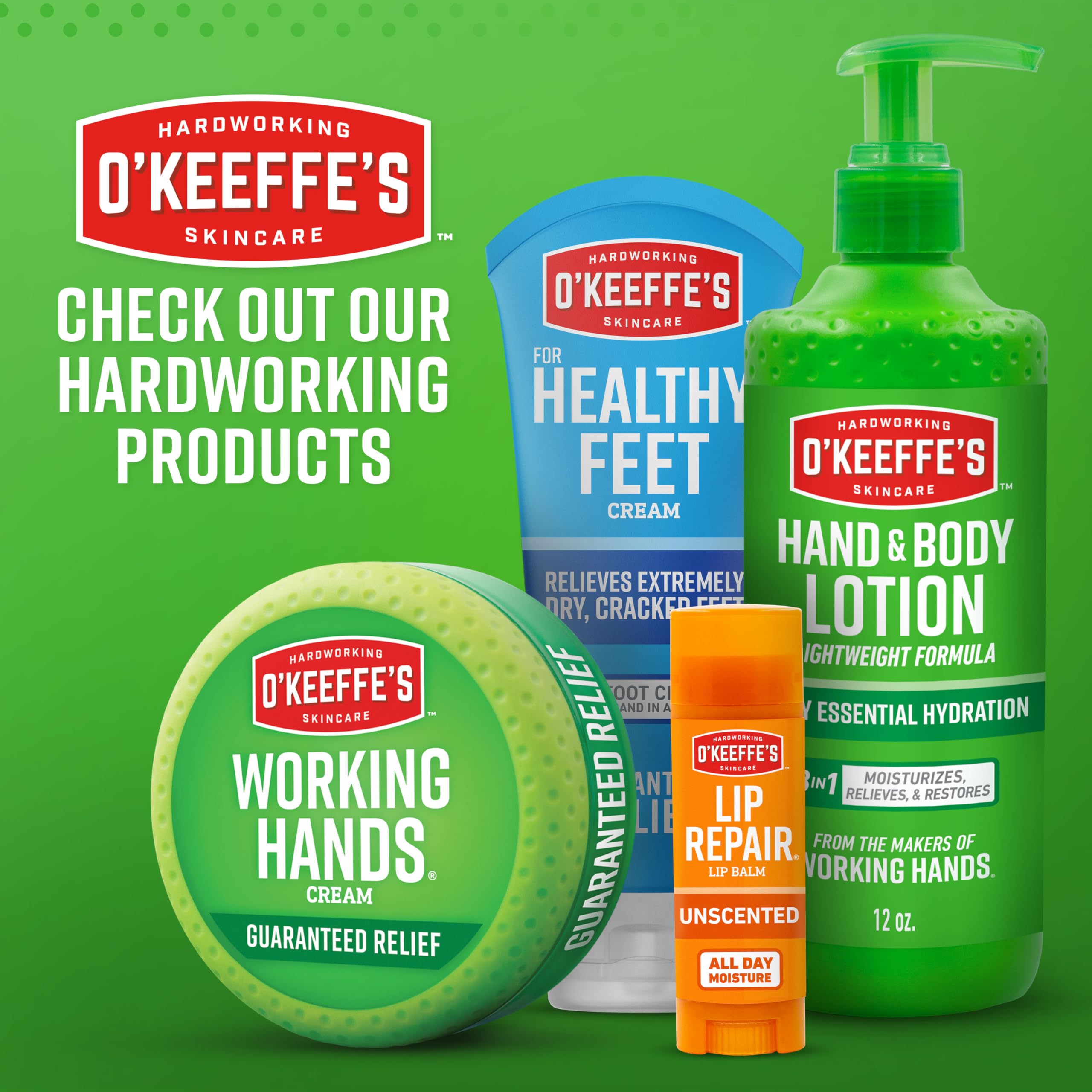 O'Keeffe's etiqueta legible con ingredientes claves, transparencia y confianza