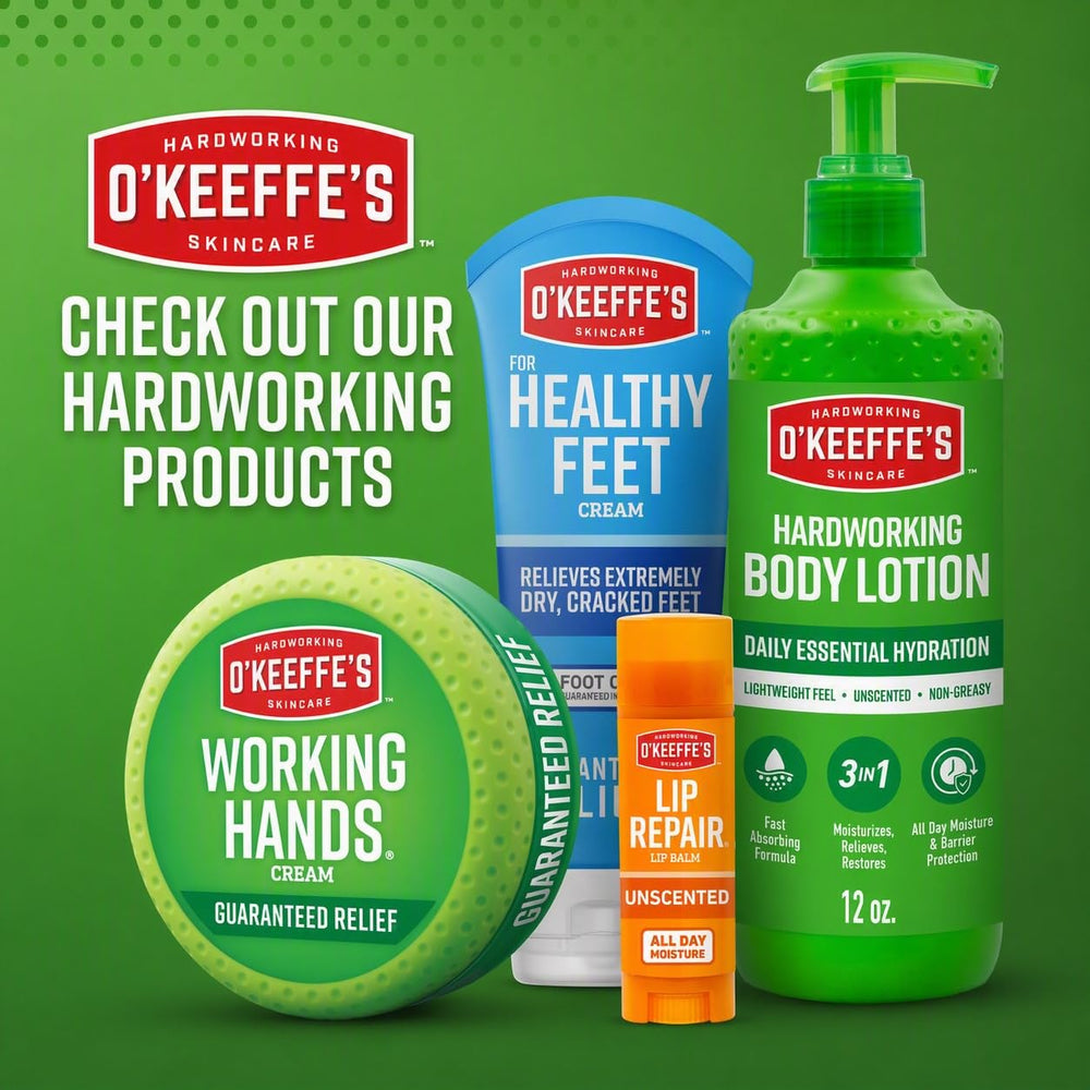 O'Keeffe's frasco abierto mostrando la cantidad y fácil extracción de producto