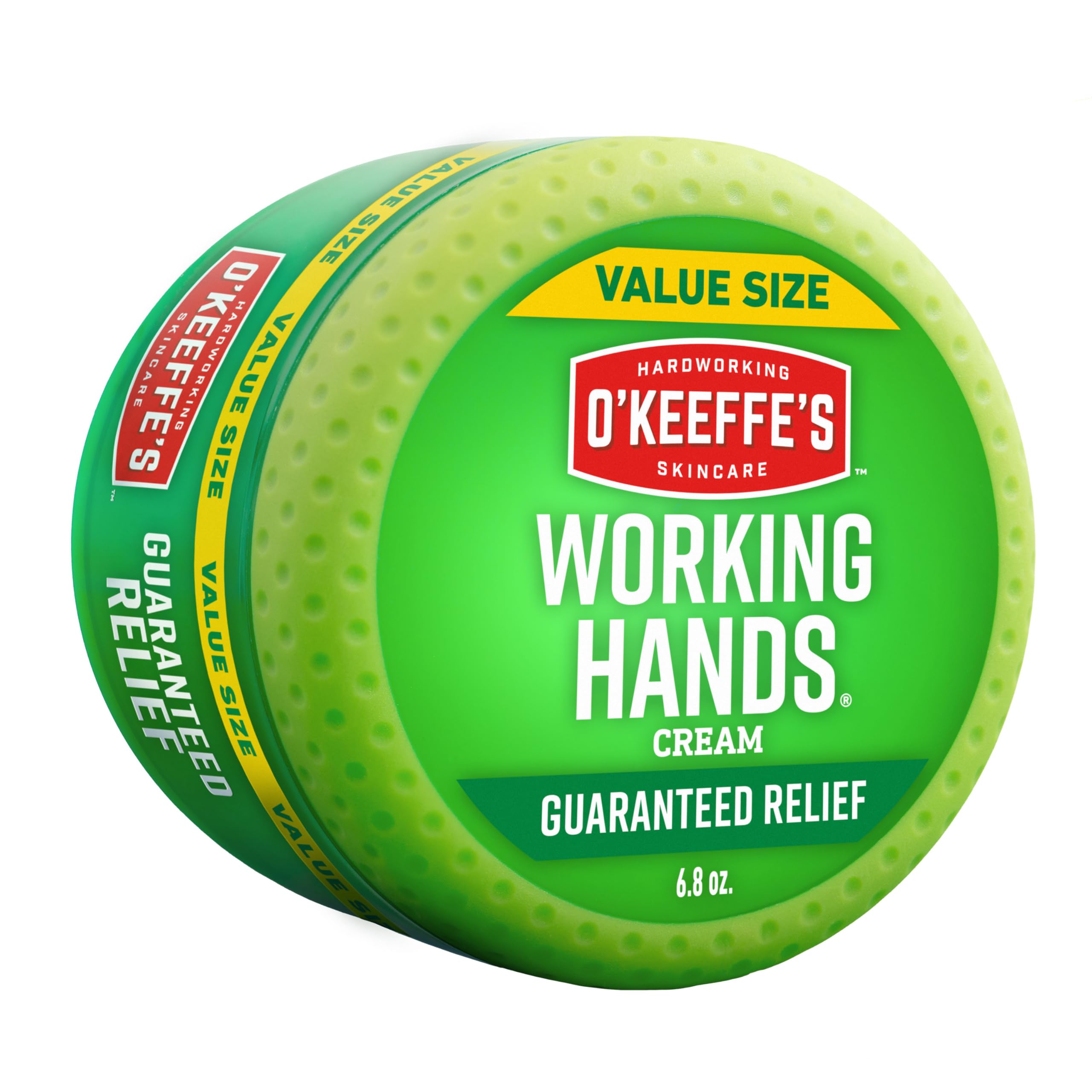 O'Keeffe's vista frontal del envase de 6.8 oz mostrando el tamaño y beneficio hidratante