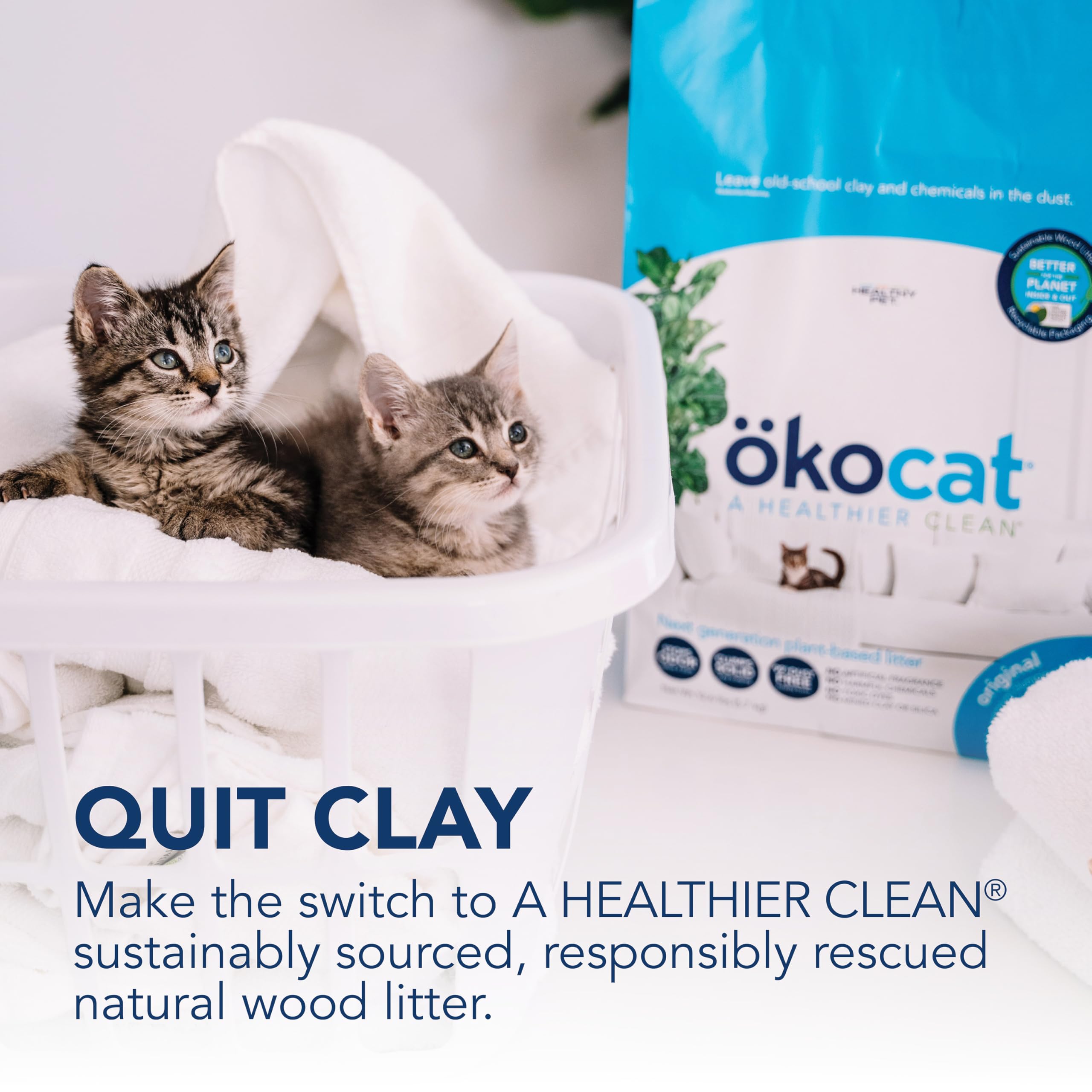 ÖKOCAT asa de papel y etiqueta reciclable, vertido limpio y responsable