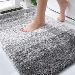 OLANLY front view of 36x24 rug showing plush comfort and stylish stripe