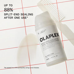 Comparación de puntas con y sin Olaplex N°.5 mostrando mejora