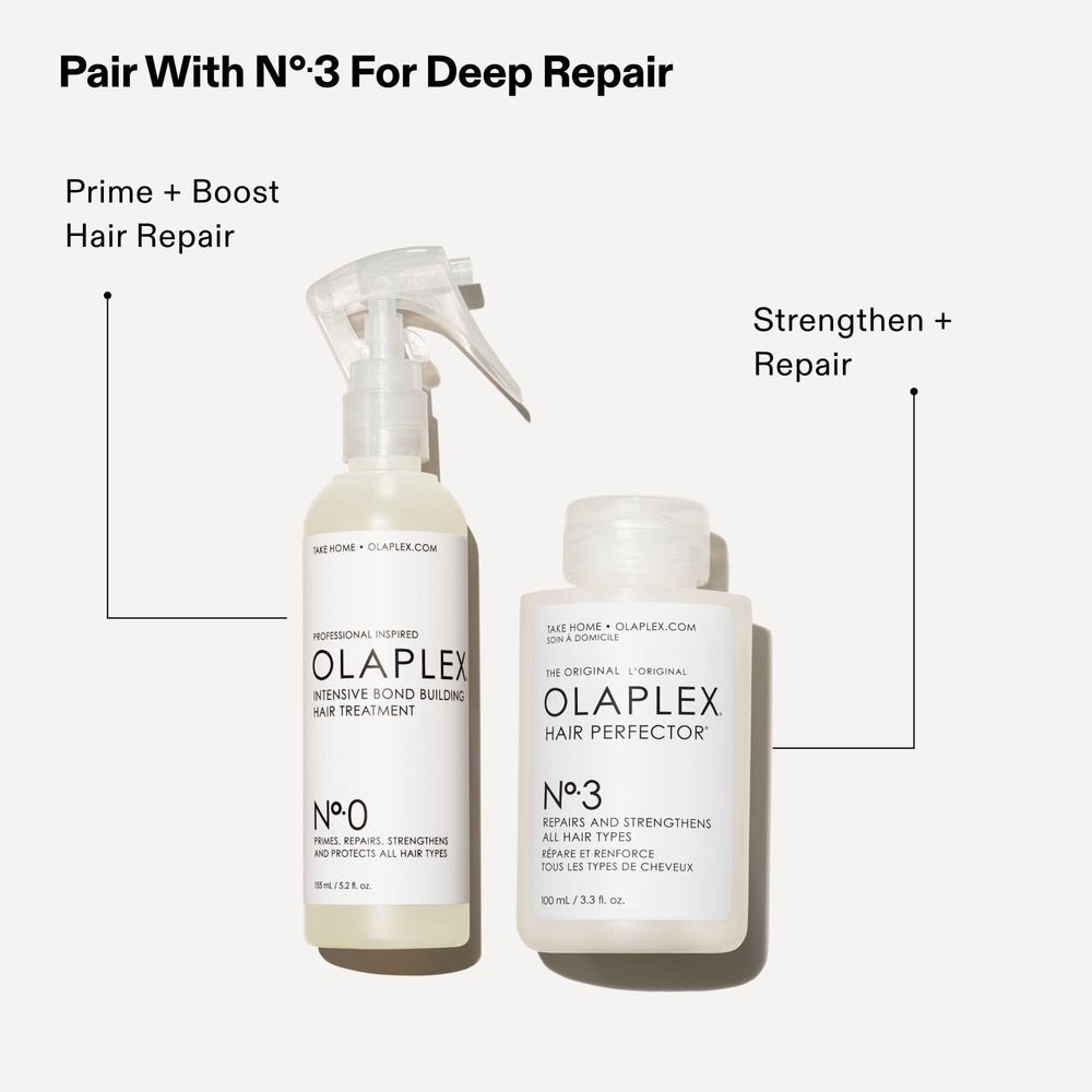 Olaplex N°.0 junto a escala de referencia, envase de 155 mL mostrando tamaño